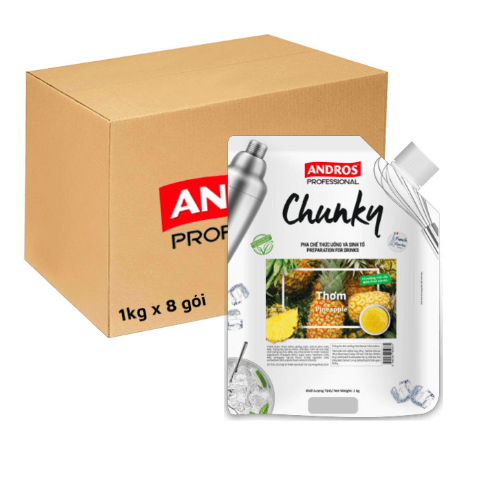[Thùng] Mứt Andros Chunky Thơm 1kg x 8 Gói