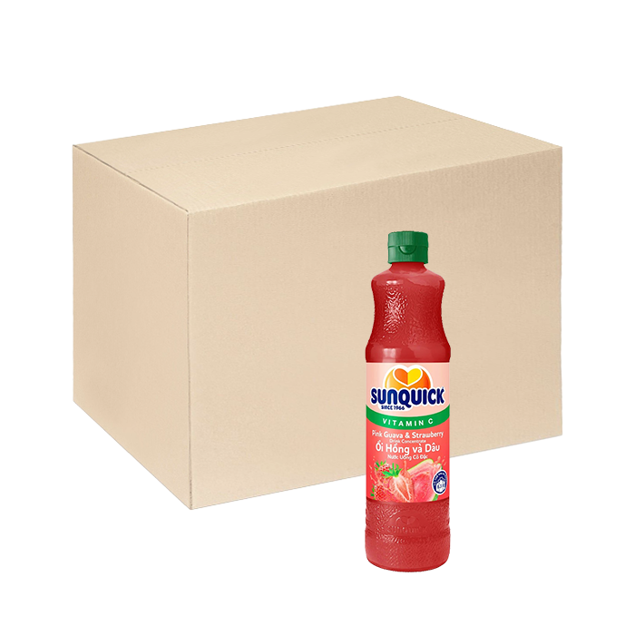 [Thùng] Nước Uống Ổi & Dâu Cô Đặc Sunquick 700ml x 6 Hộp