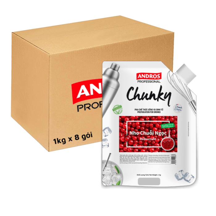 [Thùng] Mứt Andros Chunky Nho Chuỗi Ngọc 1kg x 8 Gói
