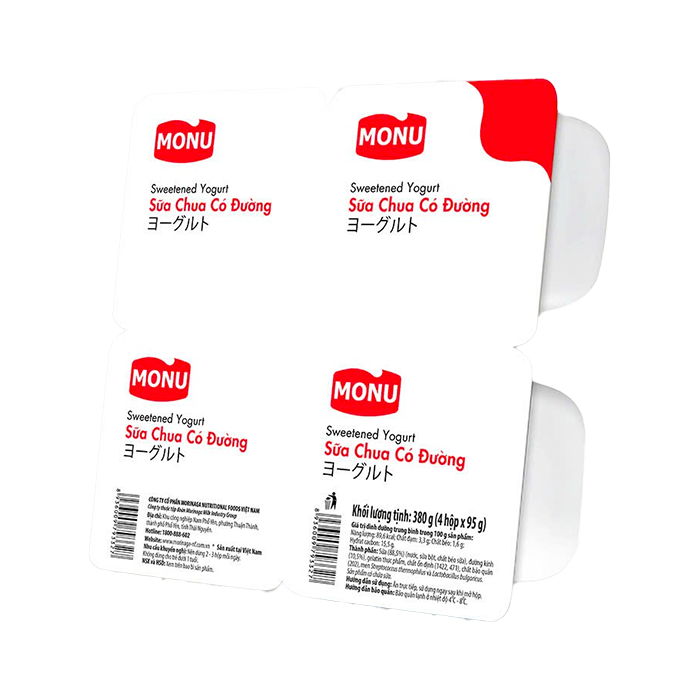 Sữa Chua Ăn Có đường Monu 95g x 4 hộp