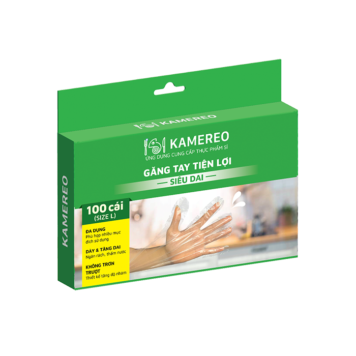 Găng Tay Tiện Lợi Kamereo Siêu Dai Size L (100 Cái/ Hộp)