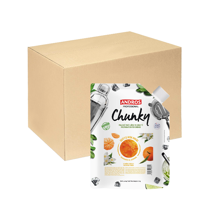 [Thùng] Mứt Andros Chunky Quýt Và Hoa Nhài Túi 1kg x 8 Gói