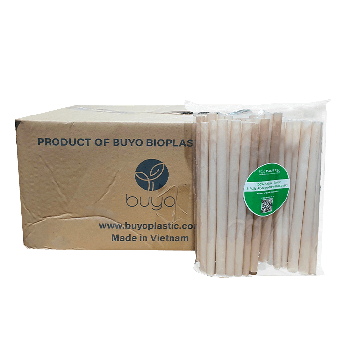 [Thùng] Ống Hút Nhựa Sinh Học Thân Thiện Môi Trường Kamereo Phi 12 x 50 Ống x 16 Gói