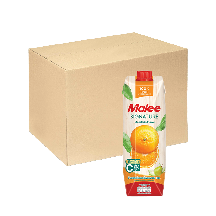 [Thùng] Nước Ép Cam Hỗn Hợp Với Tép Cam & Rau Quả Hương Vị Quýt Malee 1L x 12 Hộp