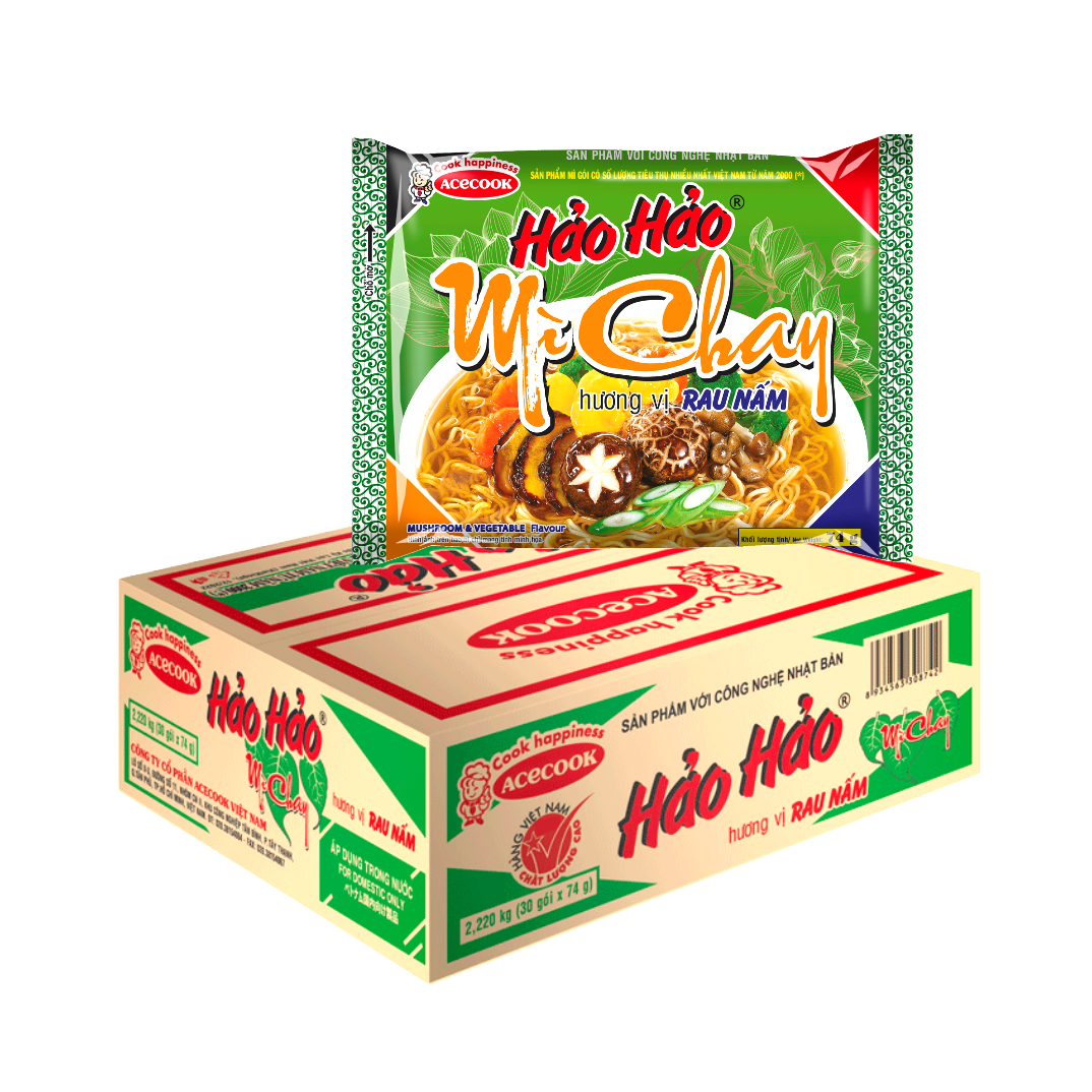 [Carton] Hao Hao Vegetarian Vegetable & Mushroom Flavour Instant Noodles 75g x 30 Packs