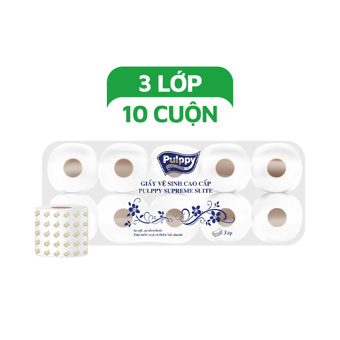 Giấy Cuộn Cao Cấp Pulppy (3 Lớp) 28m 10 Cuộn