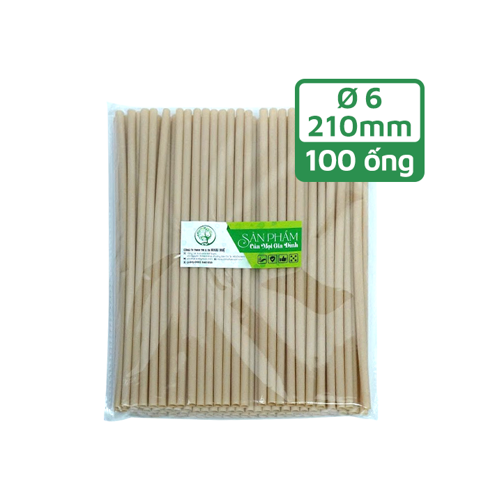 Ống Hút Bã Mía Khai Tuệ Phi 6 x 210mm x 100 Ống