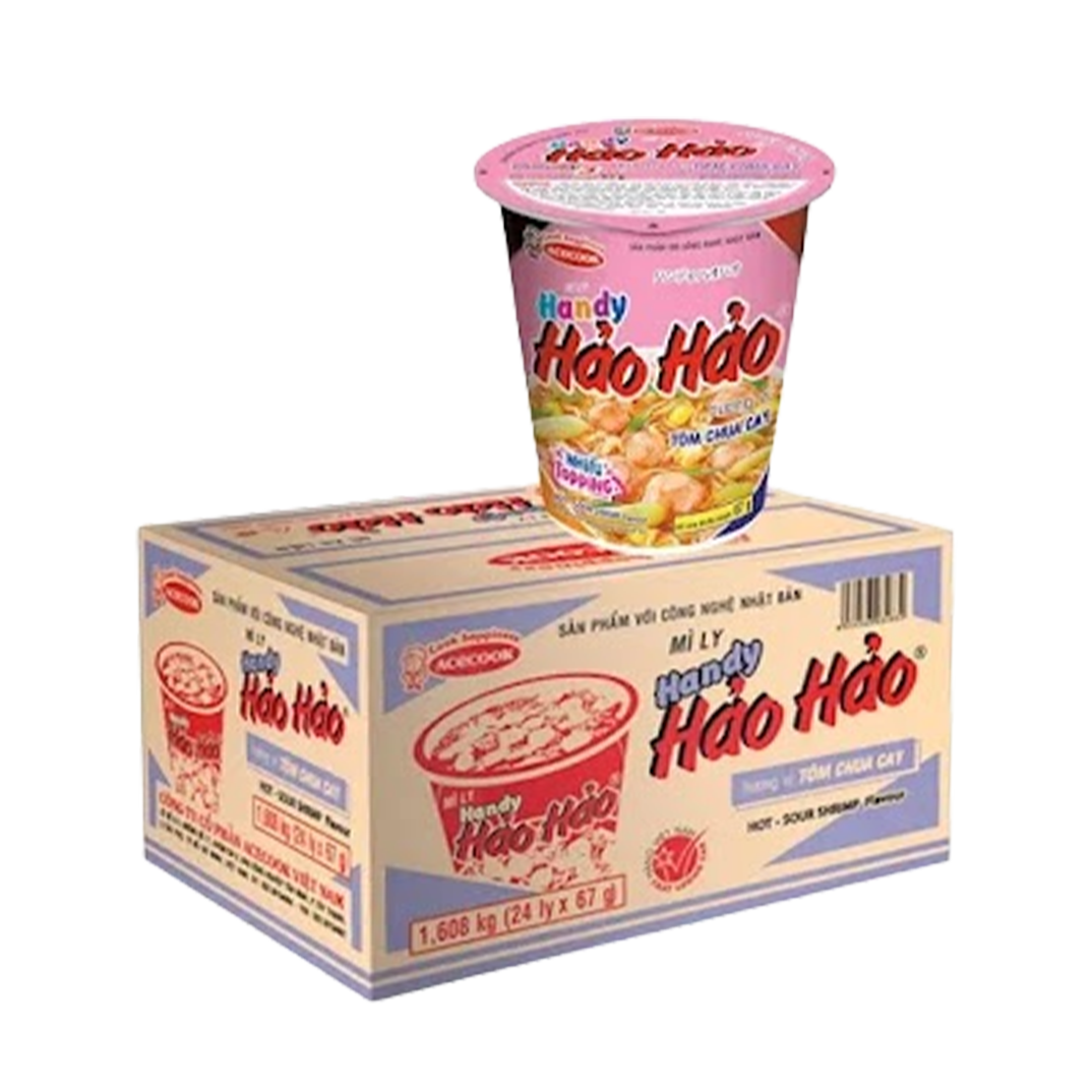 [Carton] Hao Hao Handy Hot & Sour Shrimp Flavour Cup Noodles 67g x 24 Cups
