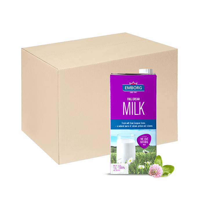 [Thùng] Sữa Nguyên Chất Tiệt Trùng Nguyên Kem Emborg 1L x 12 Hộp