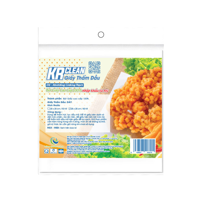 Giấy Thấm Dầu Dày KR Clean 25 x 25cm x 50 Tờ