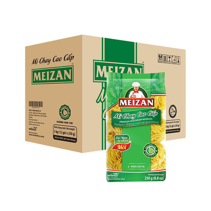 [Thùng] Mì Chay Cao Cấp Meizan 250g x 12 Gói