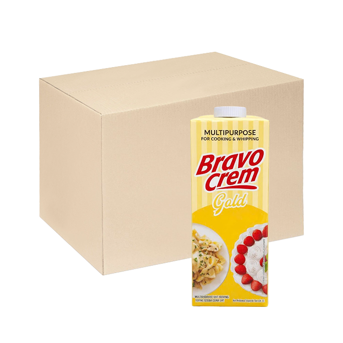 [Thùng] Kem Trang Trí Đa Dụng Bravo Crem Gold 1L x 12 Hộp