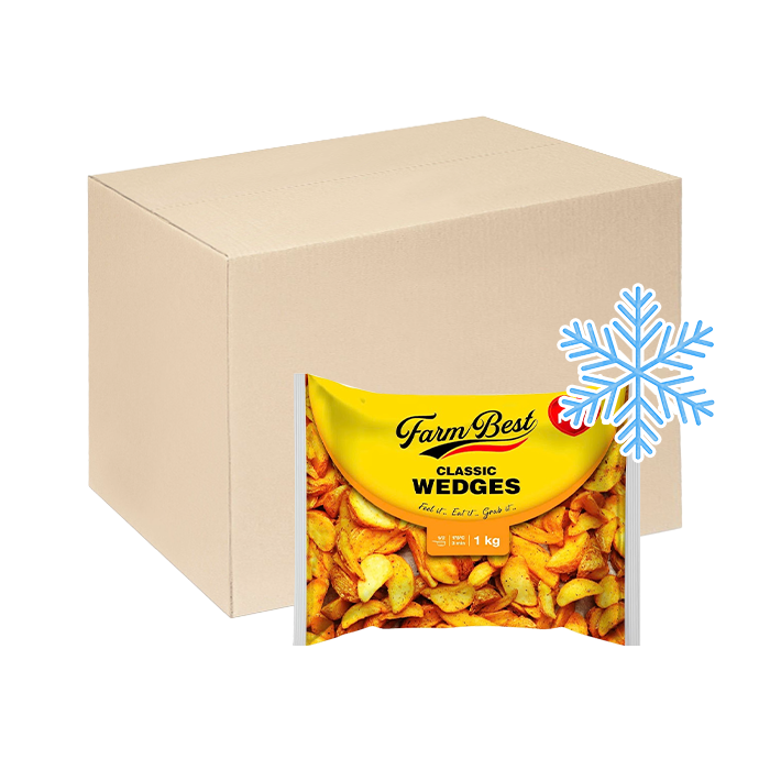 [Thùng] Khoai Tây Cắt Múi Đông Lạnh Farm Best 1kg x 10 Gói