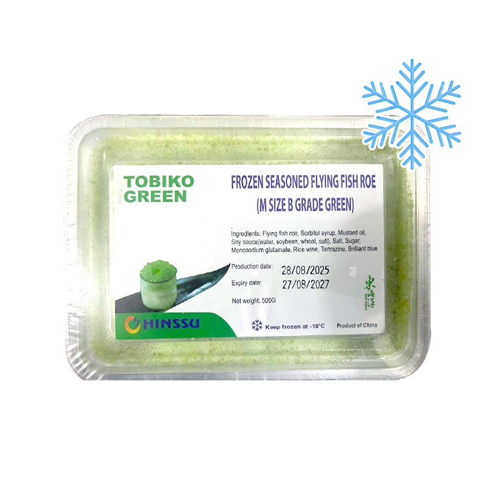 Trứng Cá Chuồn Xanh Vị Mù Tạt Đông Lạnh 500g