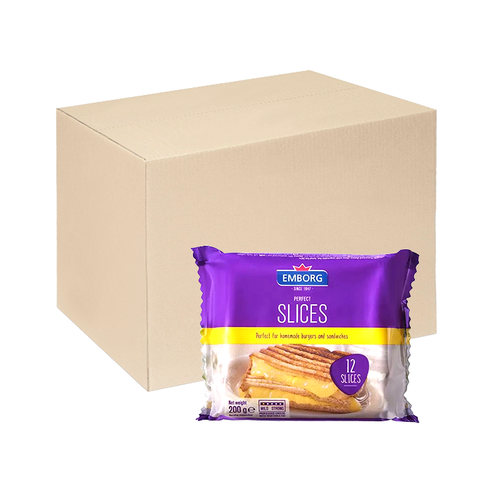 [Thùng] Phô Mai Lát Perfect Slices Emborg 200g x 24 Gói