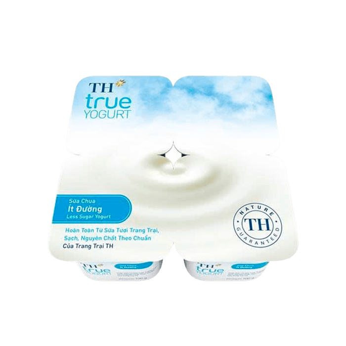 Sữa Chua Ăn TH True Yogurt Ít Đường 100g x 4 hộp
