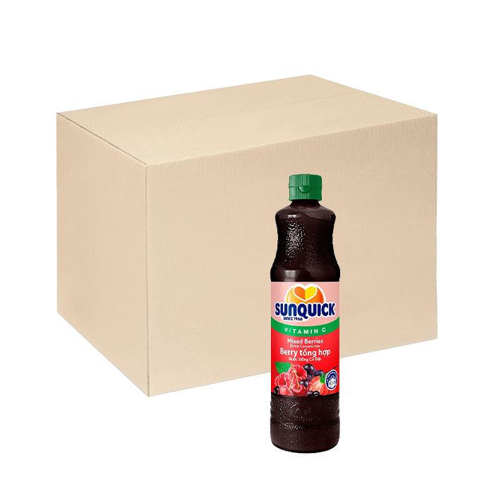 [Thùng] Nước Uống Berry Tổng Hợp Cô Đặc Sunquick 700ml x 6 Chai