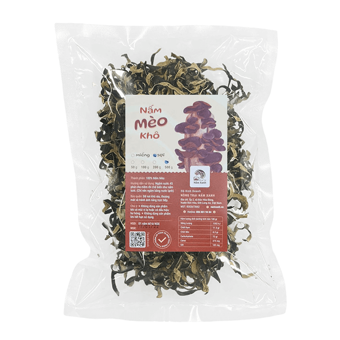 Nấm Mèo Khô (Mộc Nhĩ Khô) Thái Sợi 100g
