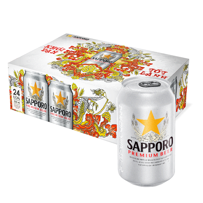 [Thùng] Bia Sapporo 330ml x 24 Lon