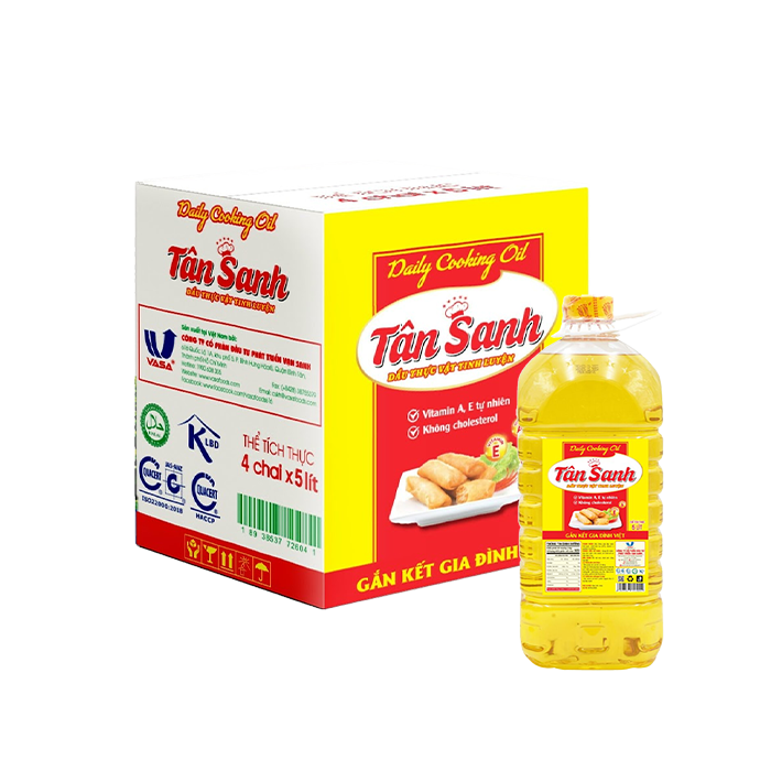 [Thùng] Dầu Thực Vật Tinh Luyện Tân Sanh 5L x 4 Chai