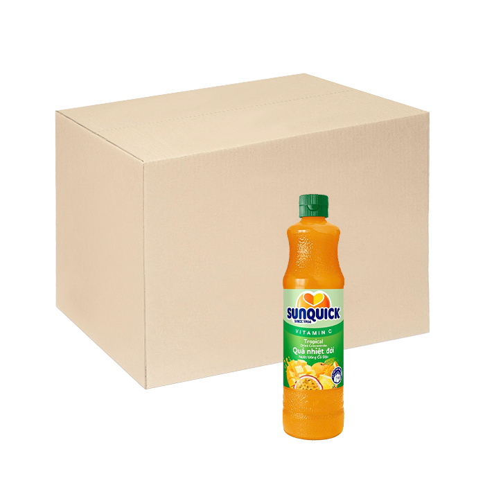 [Thùng] Nước Uống Trái Cây Nhiệt Đới Cô Đặc Sunquick 700ml x 6 Chai