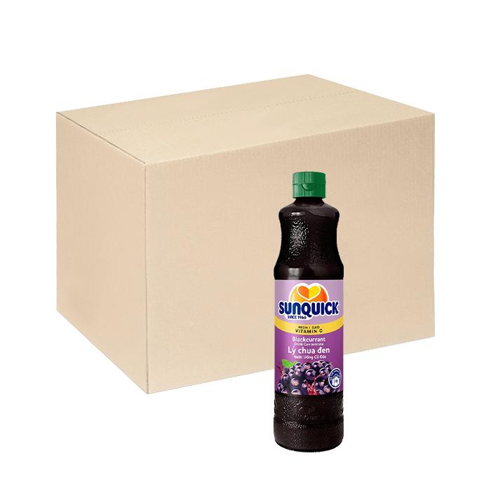 [Thùng] Nước Uống Lý Chua Đen Cô Đặc Sunquick 700ml x 6 Chai